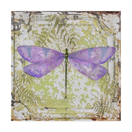 Jean Plout 'Dragonfly On Tin Tile 4' Canvas Art,24x24